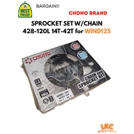 SPROCKET SET W/CHAIN 428-120L 14T-42T for WIND125 | CHOHO (BARGAIN)