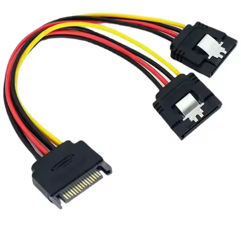 SATA Power Y Splitter Cable 15 Pin SATA Male to Dual 15 Pin Female Power Cable 20CM Sata Extension C