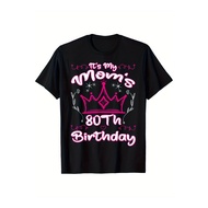 KATUN Mother's Birthday T-Shirt 80th Pink Crown Soft Cotton Unisex Gift