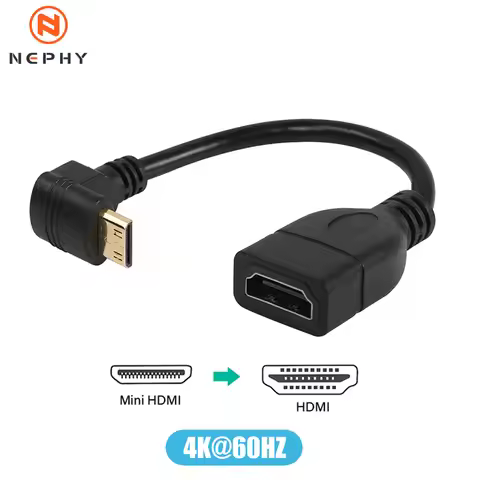 Mini HDMI To Female HDMI Extension Cable 90 Degree Elbow Adapter For TV Box/Stick Camera PS4 PS5 Xbo
