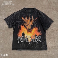 Feminist Shirt Heavy Metal Dragon Tee Gothic Feminism T-Shirt Vintage Wash Dark Fantasy Top Gift For