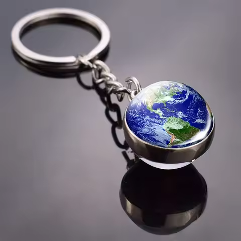Vintage World Map Keychain Globe Earth Pendant Key Chain Americas Europe Australia Map Keychain Keyf