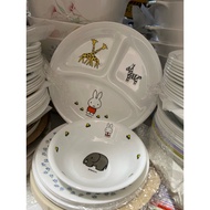 Corelle USA - Miffy For Kid - Combo 01 Dessert Bowl 295ml + 01 Plate Tray 3 Compartments 21cm