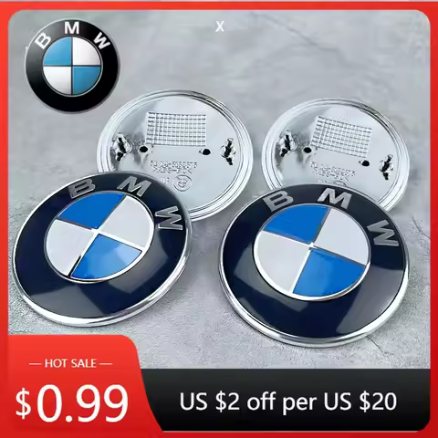 Interior Mouldings Hot 2025 2Pcs BMW Emblem 82MM 74MM Front Hood Emblem Rear Trunk logo For BMW E36 