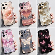 Printed Phone Case For Umidigi G9C G9T Soft Silicone Black Shell Cover Cute Flower Cartoon Casing