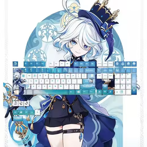 Anime Genshin Impact Keyboard Keycaps Keqing Furina Keycap PBT Cosplay Raiden Shogun Keycaps for Che