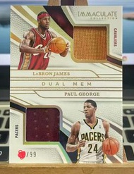 Immaculate Collection LeBron James & Paul George 雙人物料 /99 NBA card 籃球球星卡 球員卡