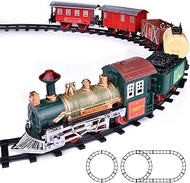 FUN LITTLE TOYS Train Set Classic Electric Train Toy Included 6 Cars and 11 Tracks with Lights and Sounds