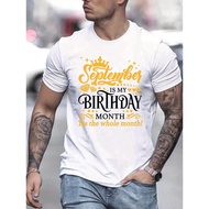 Men'S Birthday Month Celebration T-Shirt - September Birthday Graphic Tee with Crown & Balloons, Cas