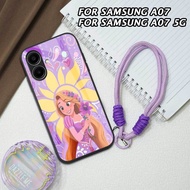 FOR SAMSUNG A07 [M394] GLASS SOFTCASE WITH BONI LILAC STRAPTALI FOR SAMSUNG A07 5G AESTHETIC LILAC M