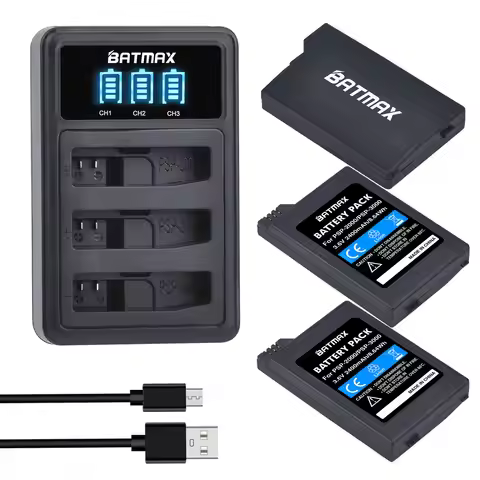 Batmax PSP-S110 PSP-2000 PSP-3000 Battery +LED USB 3 Slots Charger for Sony PSP-2001 PSP-2002 PSP 30
