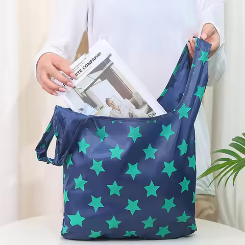 1pc Shopping Bag Eco-friendly Folding Reusable Portable Shoulder Hand Bag Polyester Foldable Shop Ba