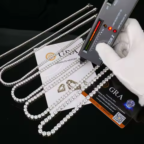Nice Certified Moissanite Tennis Necklace 3/4/5/6mm Solid 925 Sterling Silver Diamond Tennis Necklac