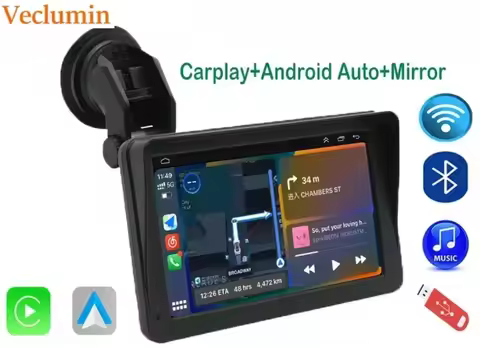 Veclumin C70-S Portable 7" Car Projection Screen Wireless CarPlay Reversing Image Bluetooth HD Displ