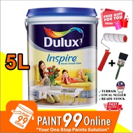 ( DARK COLOUR ) 5L ICI DULUX INSPIRE Interior Smooth Sheen Finish + ( Free tool 7" Roller Set & Brus