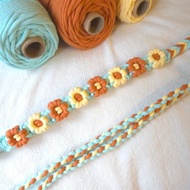 可調節法式編織小花手機掛繩