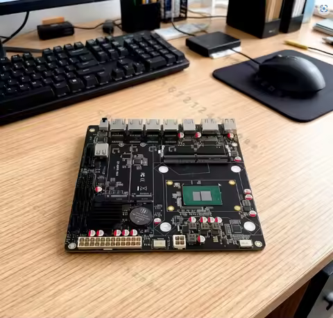 NAS Motherboard N100 N305 Mini ITX, 6 SATA3.0 DDR5, 4x2.5G LAN, Dual M.2 NVMe, HDMI+DP 4K, 17x17cm, 