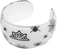 Halloween Wide Cuff Bracelet for Women Men Acrylic Ghost Spider Bracelet Open Hand Bnad Dark Cute Al