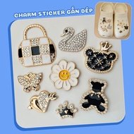 Charm attached to cross sandals B47, various metal pattern slipper stickers