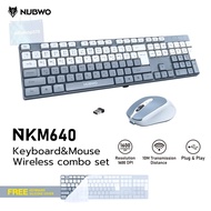 NUBWO NKM640 คีย์บอร์ด + เมาส์ไร้สายเสียงเงียบ ฟรีซิลิโคนกันฝุ่น  KEYBOARD + MOUSE WIRELESS 2.4G Sil