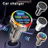 BEAUTYSTARTING 6-in-1 Car Charger with 66W Super Fast Charging Smart Flash Charge for Multiple Phone