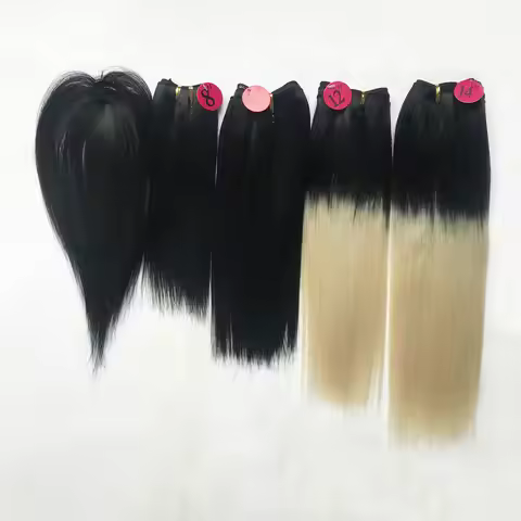 Heat Resistant Fiber Wicked Synthetic Hair Weaves,Packet Hair Extensions Two Tone Blonde Color T1B61