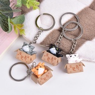 GANTUNGAN Cute Cat Box Keychain Cat Doll Cardboard Keychain Display Cat Keychain Premium Keychain