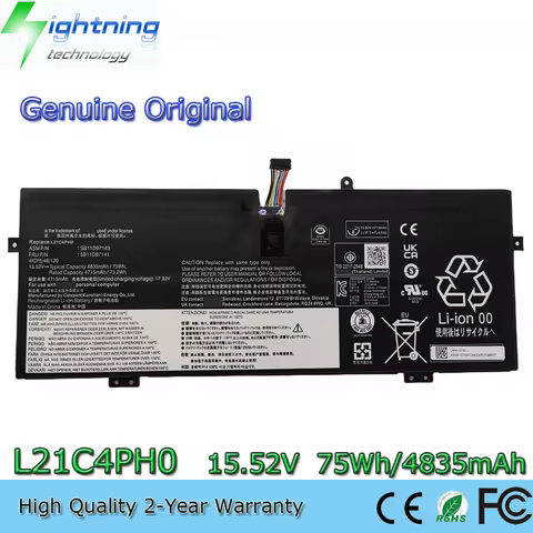 Original New L21C4PH0 L21D4PH0 L21M4PH0 15.52V 75Wh Genuine Battery for Lenovo Yoga 9 14IAP7 14IRP8