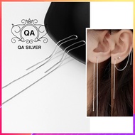 Khuyên tai bạc 925 dài sợi mảnh lụa bông nữ tua tối giản S925 CHAIN QA SILVER Earrings EA190815