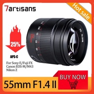 7Artisans APS-C 55mm F1.4 II MF Large Aperture Prime Lens for Sony E/Fuji FX/Canon EOS-M/M43/Nikon Z-Mount Camera