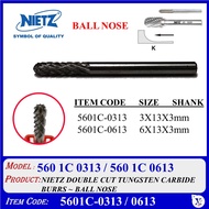 NIETZ 5601C / 5602C TAIWAN NIETZ DOUBLE CUT TUNGSTEN BURRS | TUNGSTEN CARBIDE BURRS | BALL NOSE | 56
