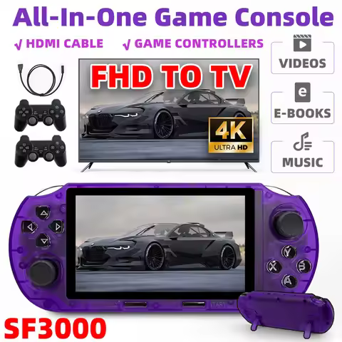 【Upgraded SF3000 】SF3000 HD Retro Games Console Handheld Video Game Player—4.5-inch IPS Screen HDMI 