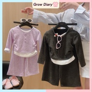 Baby Girl Long Sleeve Clothing Set Girls Round Neck Fake Two-Piece Top Wide-Leg Pants 2-Piece Set 2-