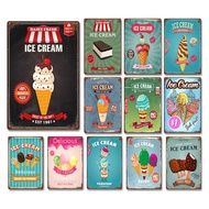 🍦 Vintage Ice Cream Metal Tin Sign Dessert Shop Wall Decor 🍰 Cafe & Kopitiam Hiasan Dinding Besi 🏪 T