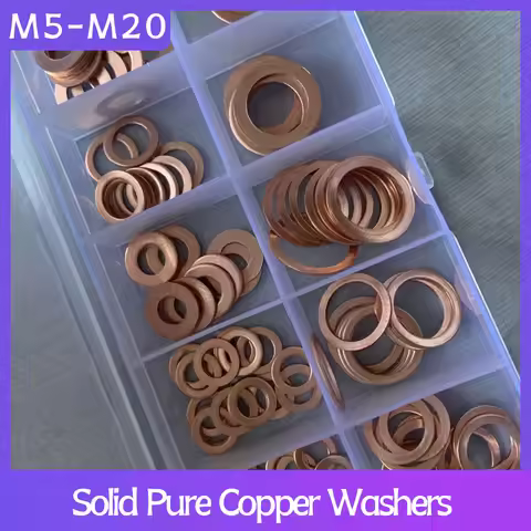 Solid Pure Copper Flat Washers M5 M6 M8 M10 M12 M14 M16 M18 M20 Oil Proof Sump Plug Plumbing Automot