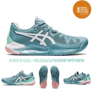[ Asics GEL RESOLUTION 8 WOMEN 2022 FIELD TENNIS SHOES / SMOKE BLUE WHITE ORIGINAL ]