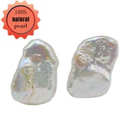 Baroque Earrings White Natural Freshwater Pearls 925 Sterling Silver Ladies Earrings