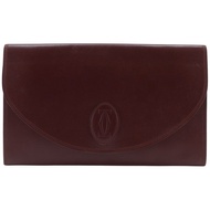 【日本直送】卡地亞 CARTIER Must Line 晚宴手拿包 小牛皮 酒紅色 女性【二手】