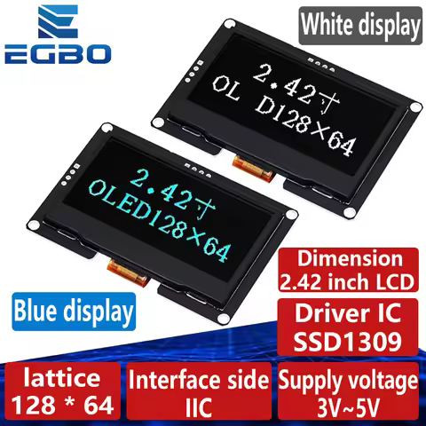 2.42" 2.42 inch LCD White Blue Screen 128x64 OLED Display Module IIC I2C SPI Serial for C51 STM32 SP