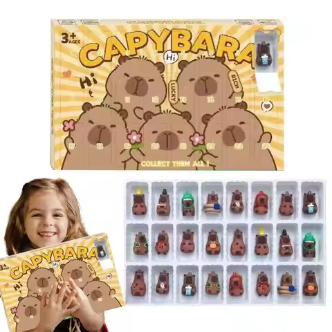 Capybara Advent Calendar 2025 Christmas Countdown Calendar with 3D Animal Toys Cute Christmas Decor 