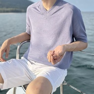 DANDY COSMO | [8สี] Polo V-Neck เสื้อคอวี คอถัก ผู้ชาย DANDY COSMO เสื้อไหมพรมถักคอวี เกาหลี