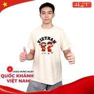 T-shirts for boys and girls, family shirts, Vietnam Red Flag Yellow Star group H&T, 4-way cotton ela