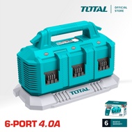 TOTAL 6-Port Li-ion Battery Charger (4000mA/20V) Charges 6 Batteries Sequentially P20S TFCLI2064