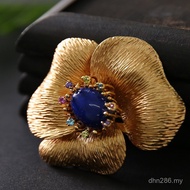 Brooch Lapis Lazuli Silk Scarf Buckle Flower Anti-glare Antique Handmade Accessories Fortune Accesso
