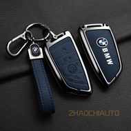 Zinc Alloy Leather Car Key Case Cover Keychain Key Holder For BMW 2020-2022 G20 G30 X1 X3 X4 X5 45e 