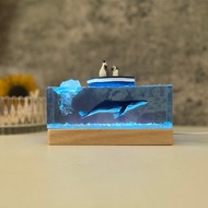 座頭鯨海洋擺件工藝品/ 環氧樹脂夜燈/燈座可刻字客製