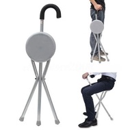不銹鋼折疊三腳手杖登山椅便攜式手杖帶座椅  bmsmckp Stainless Steel Folding Tripod Cane Hiking Chair Portable Walking Stic