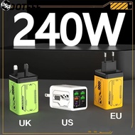 OSR  240W Charger Plug, USB A+C EU/US/UK Phone Charger Adapter, 6 Ports PD QC3.0 Fast Charging USB C