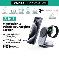 AUKEY LC-MC312 MagFusion Z Qi2 MFW 3-in-1 15W Foldable Magnetic Fast Wireless Charging Station