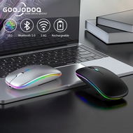 GOOJODOQ RGB LED Backlit Wireless Mouse Bluetooth Mouse Rechargeable Gaming Mouse Ergonomic USB For 